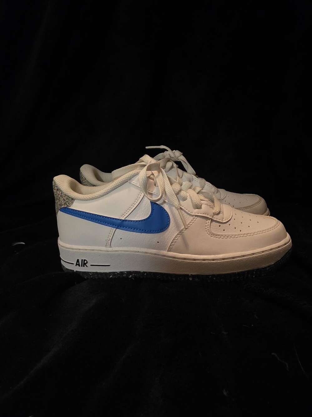 Kids White Sneakers with Blue Swoosh - Brand: Nike